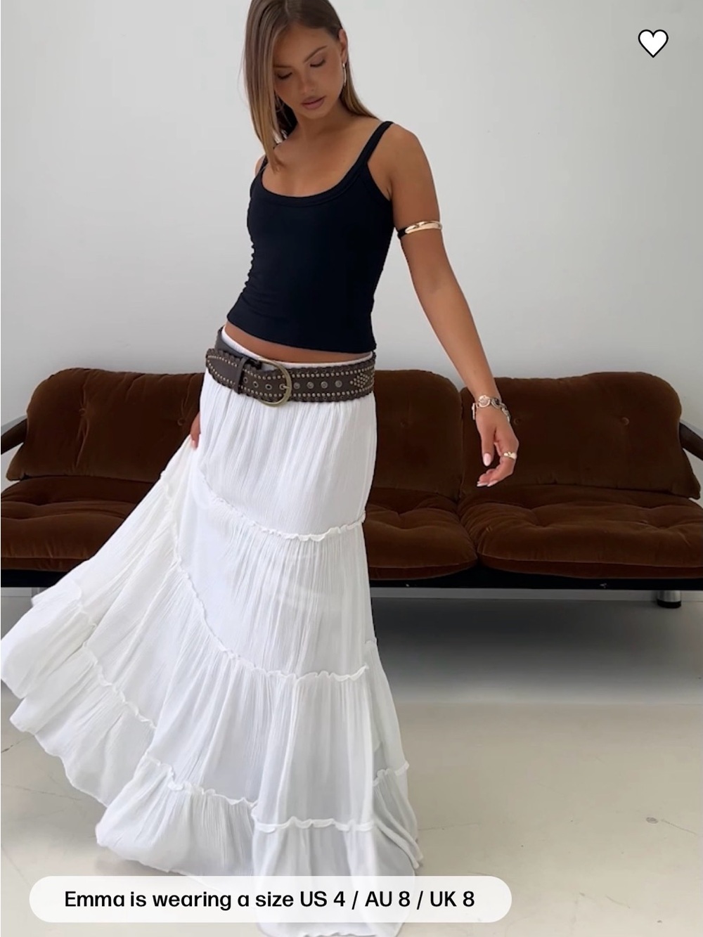 Princess Polly- Miriah Maxi Skirt White size US4